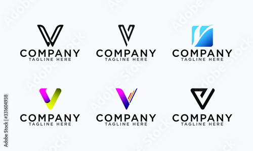 Free Download Letter V logo set abstract vector letter V logo set template - GFXLoad
