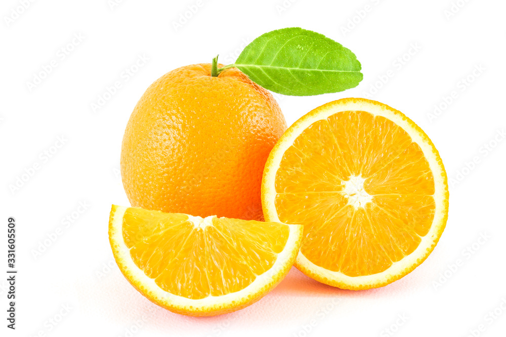 An orange on a white background