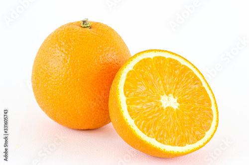 An orange on a white background