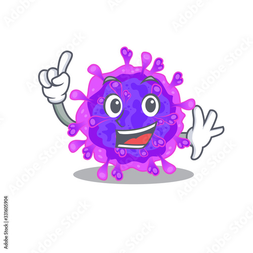 One Finger alpha coronavirus in mascot cartoon character style © kongvector