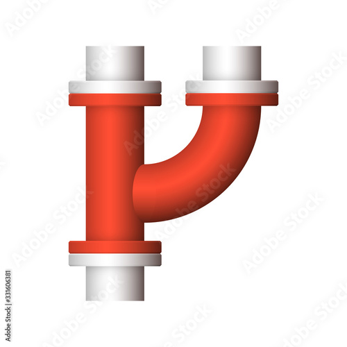 Pipe vector icon. Connection by flange fitting. Part for pipeline construction to transportation water, oil and gas. Also for water supply infrastructure, wastewater treatment, plumbing and irrigation