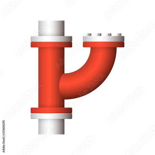 Pipe icon and flange fitting for pipeline connection with valve and other pipe. For transportation liquid or gas i.e.crude, oil, natural gas, sewage, wastewater. Also for plumbing and irrigation.