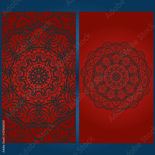 Templates card with mandala design. Vector illustration. For visit card, business, greeting card invitation