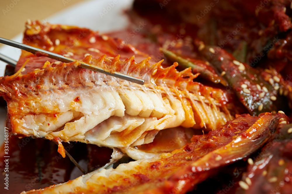 Korean spicy braised fish dish Korean spicy braised fish dish