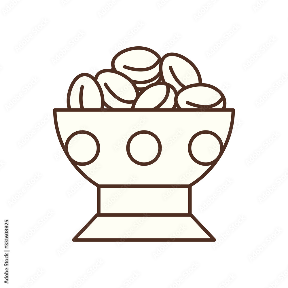 Ramadan dates bowl line style icon vector design Ramadan dates bowl line style icon vector design