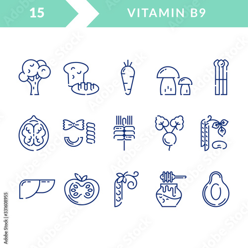 Vitamin B9, which is found in foods.