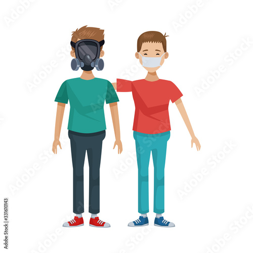 young men with mouth cap and mask