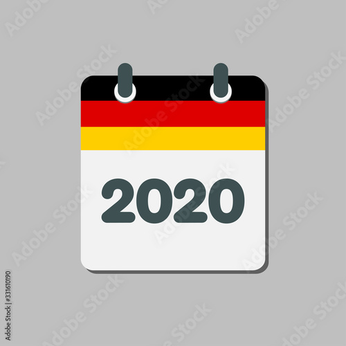 Vector icon calendar year 2020, year in Germany