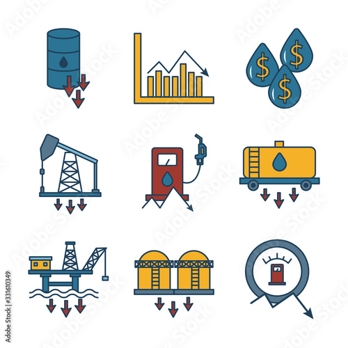 bundle of oil prices set icons