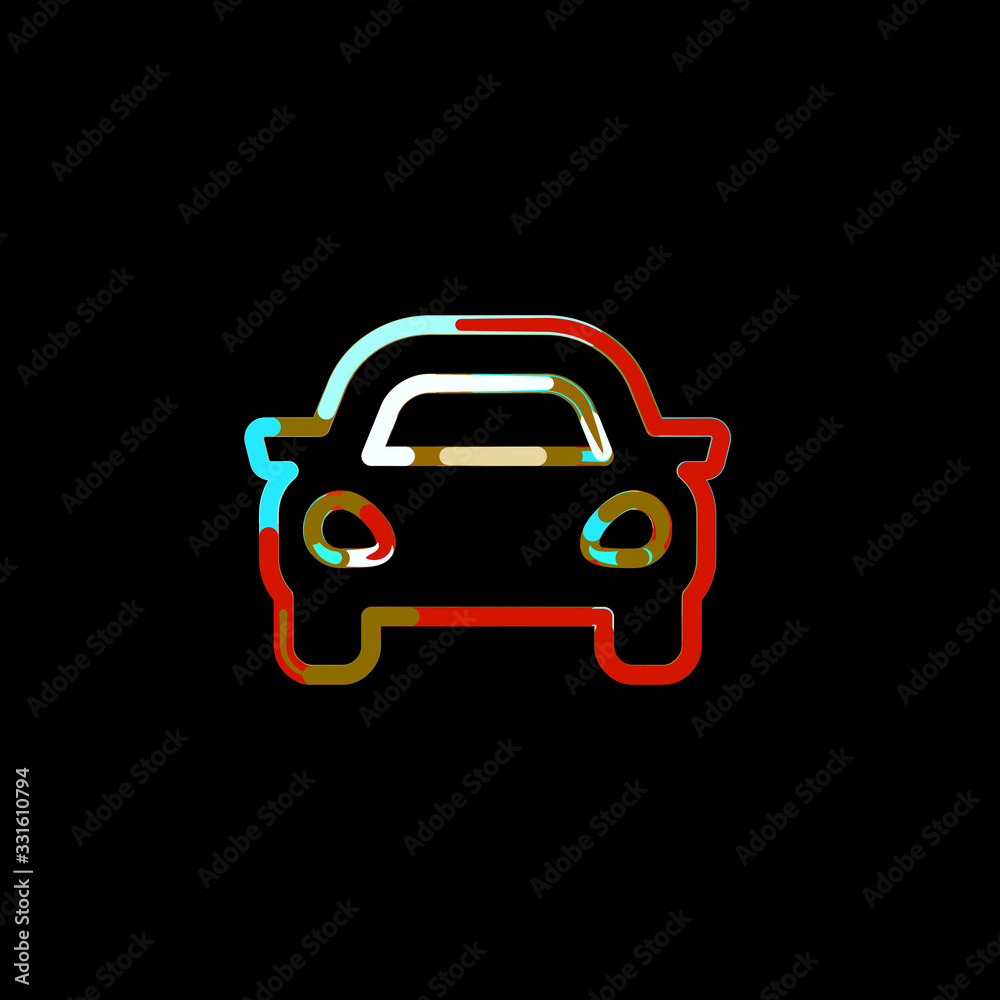Symbol car from multi-colored circles and stripes. Red, brown, blue, white Symbol car from multi-colored circles and stripes. Red, brown, blue, white