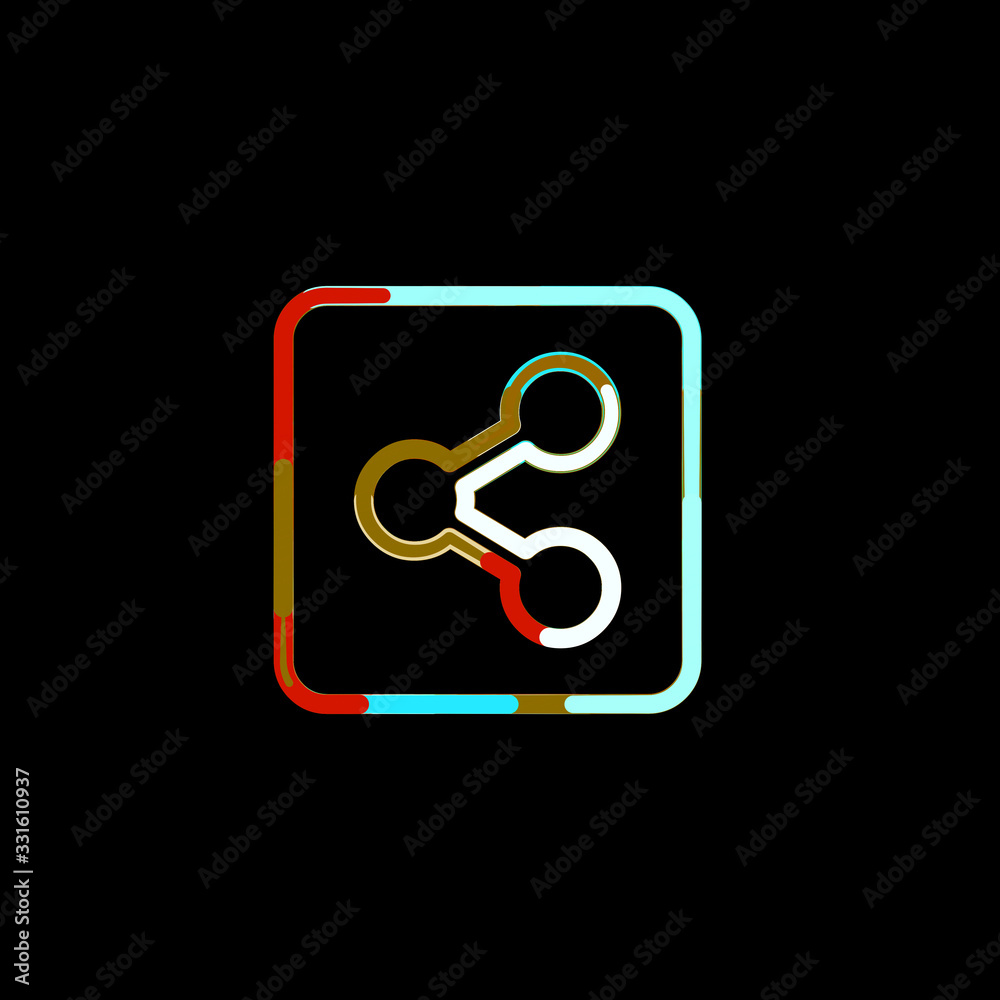 Symbol share square from multi-colored circles and stripes. Red, brown, blue, white Symbol share square from multi-colored circles and stripes. Red, brown, blue, white