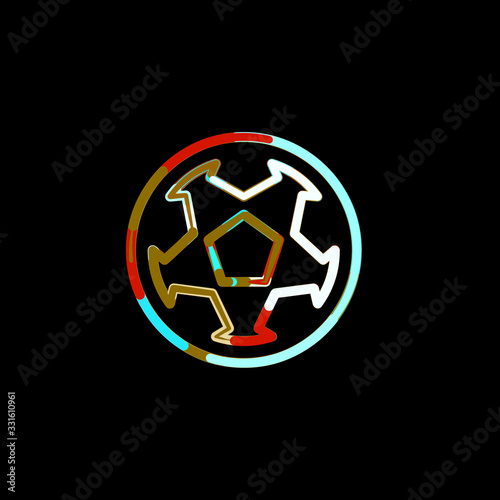 Symbol football from multi-colored circles and stripes. Red, brown, blue, white