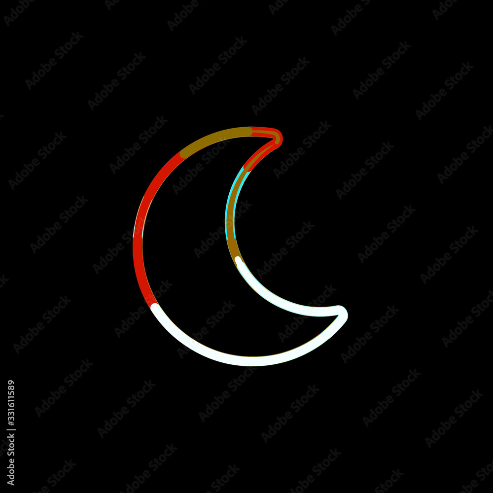 Symbol moon from multi-colored circles and stripes. Red, brown, blue, white Symbol moon from multi-colored circles and stripes. Red, brown, blue, white