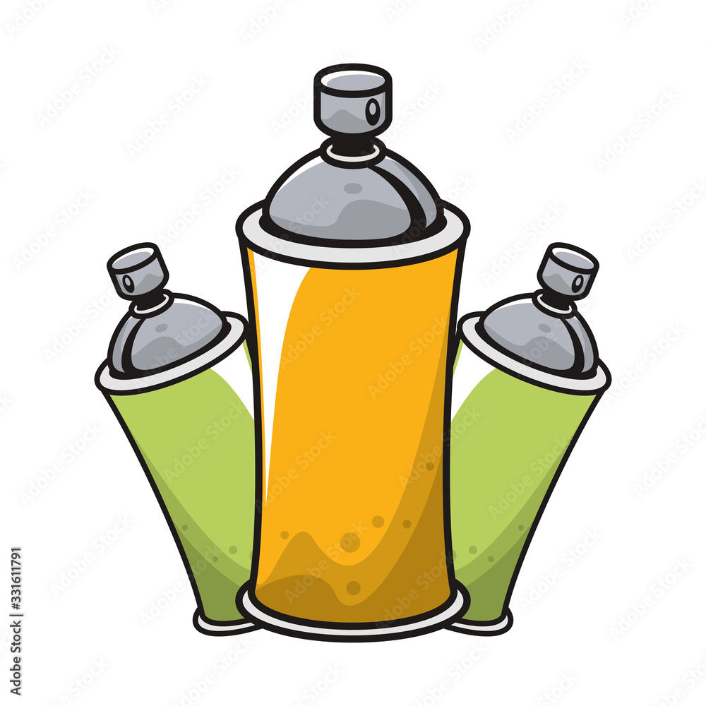 spray paint bottles isolated icons spray paint bottles isolated icons