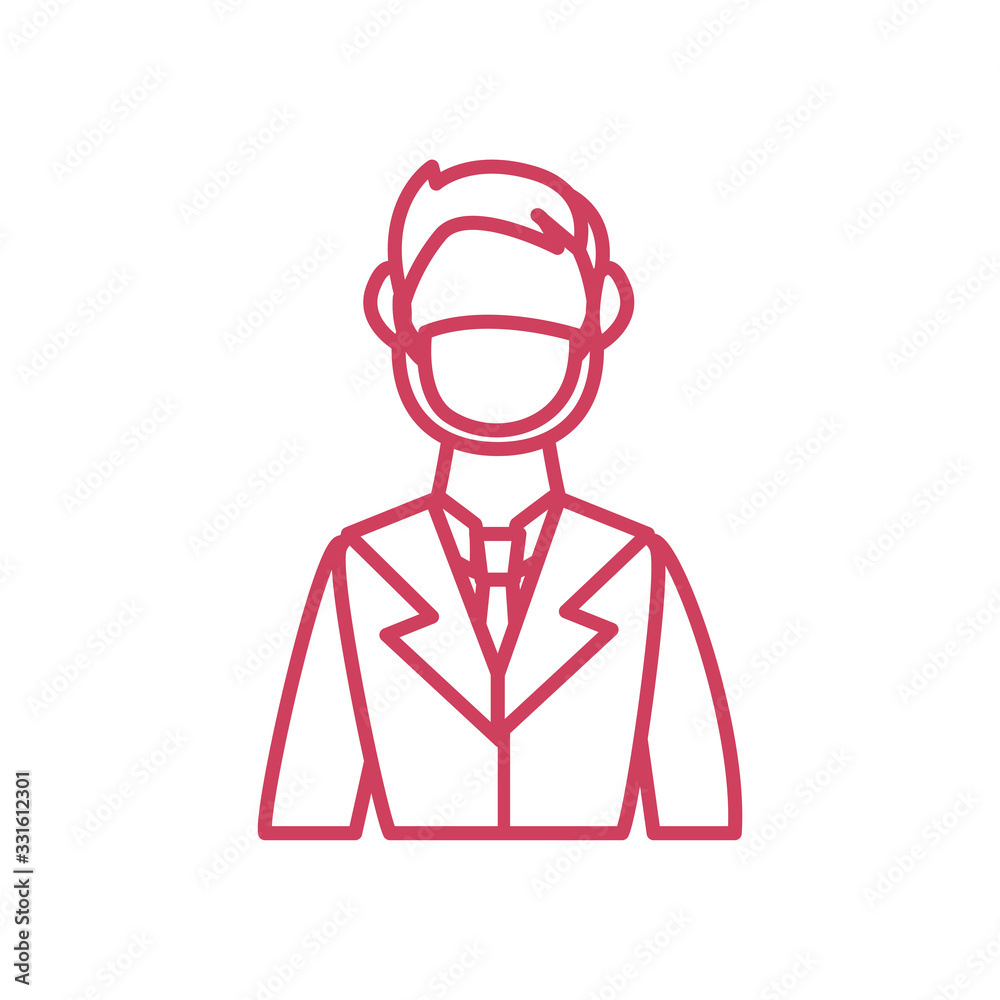 medical doctor with mouth mask icon, line style medical doctor with mouth mask icon, line style