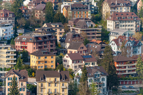 Wohnhäuser in Luzern aus der Vogelperspektive