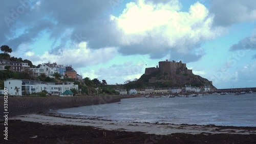 Mont Orgueil Castle by the harbour photo