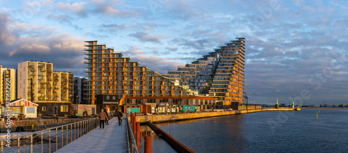 Modern Scandinavian architecture from Aarhus Island in Denmark. Buildings that utilizes a lot of window and glass to create gorgous colors