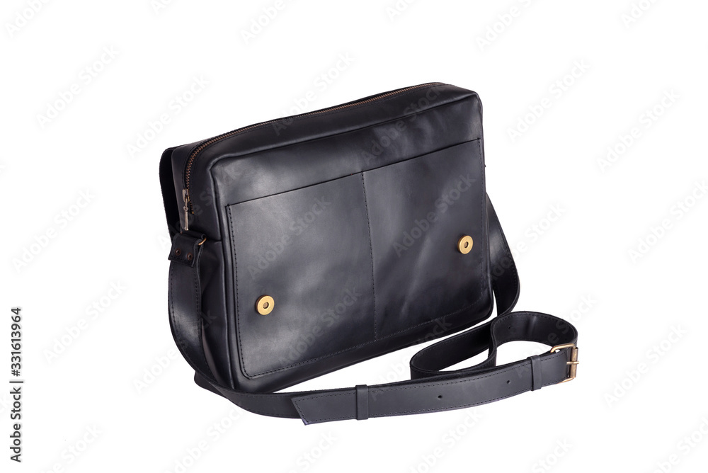 Naklejka premium Natural fashion leather handbag isolated on white background