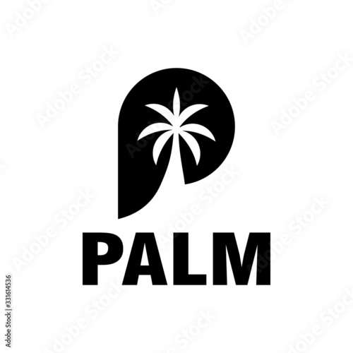 P logo, and Palm tree vector design.