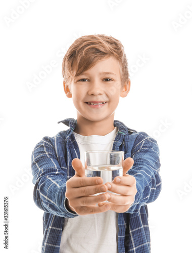 Cute little boy with glass ...