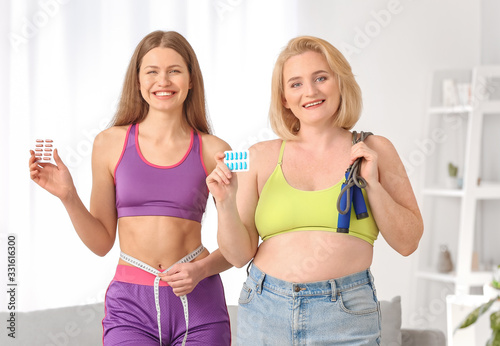 Woman with weight loss pill...