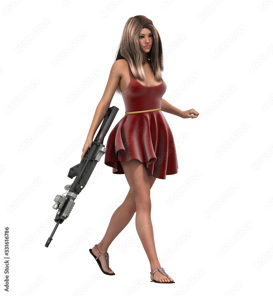 warrior woman character, 3D rendering, illustration warrior woman character, 3D rendering, illustration