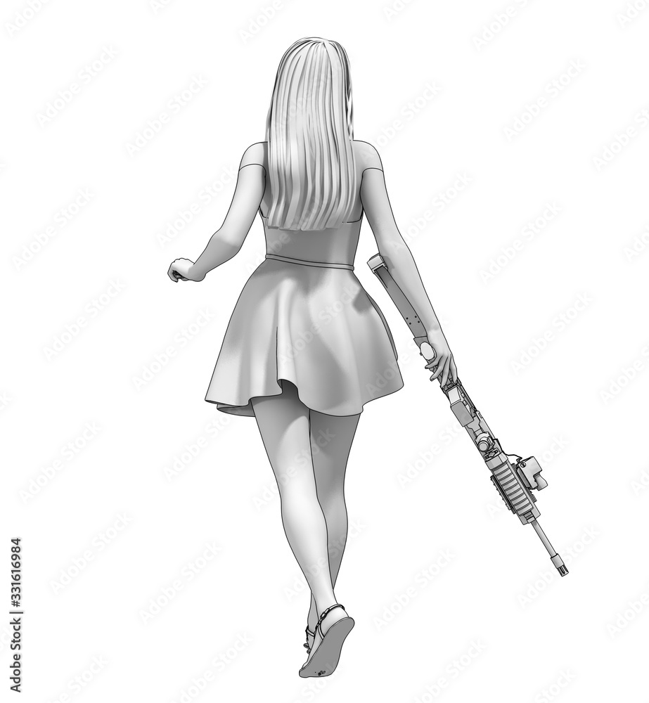 warrior woman character, 3D rendering, illustration warrior woman character, 3D rendering, illustration