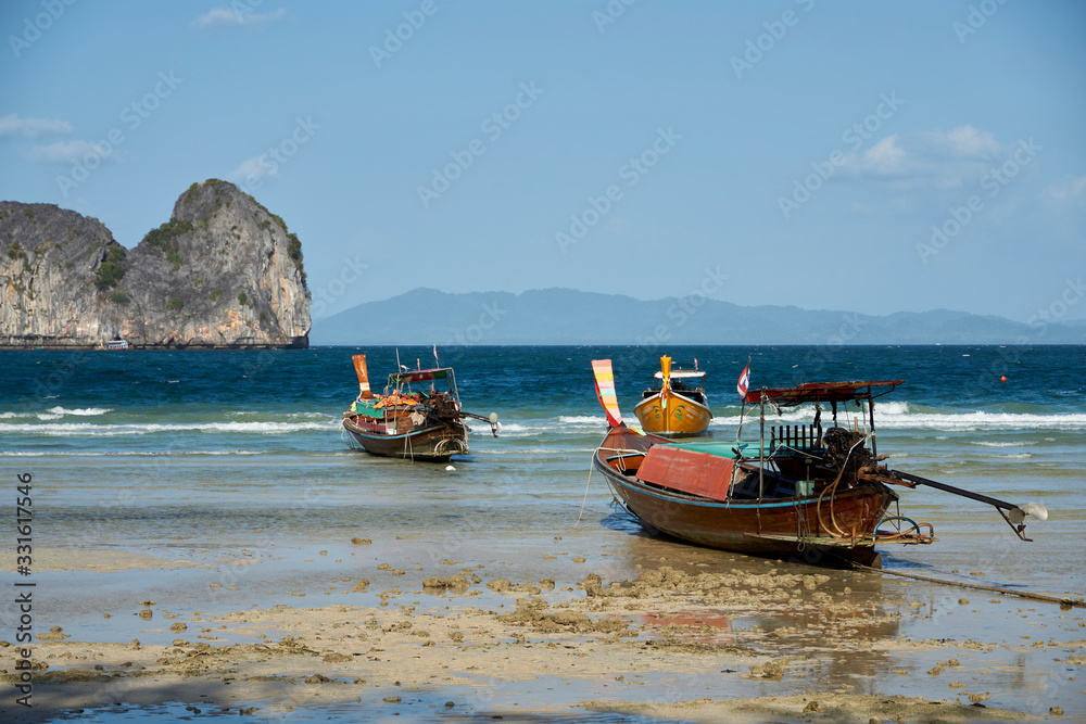 Ko Ngai Hai Beach view Fisher boats at tide Ko Ngai Hai Beach view Fisher boats at tide