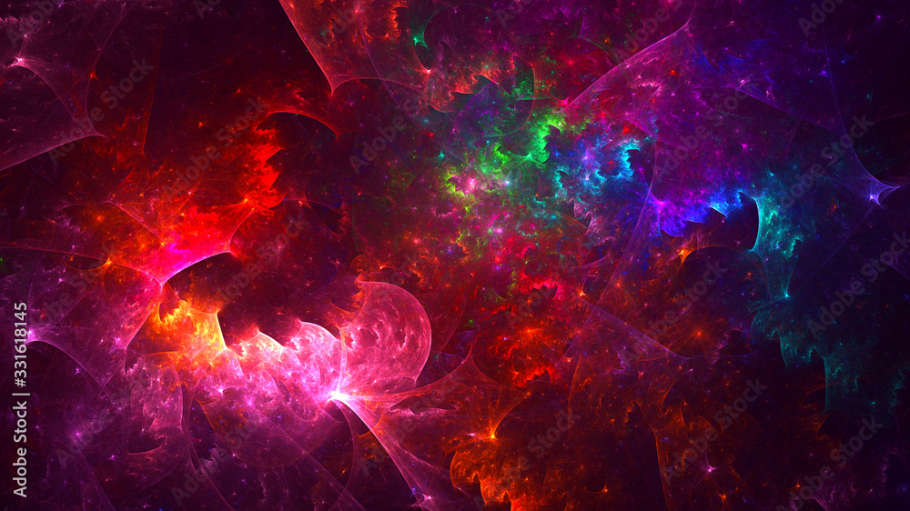 3D rendering abstract colorful fractal light background