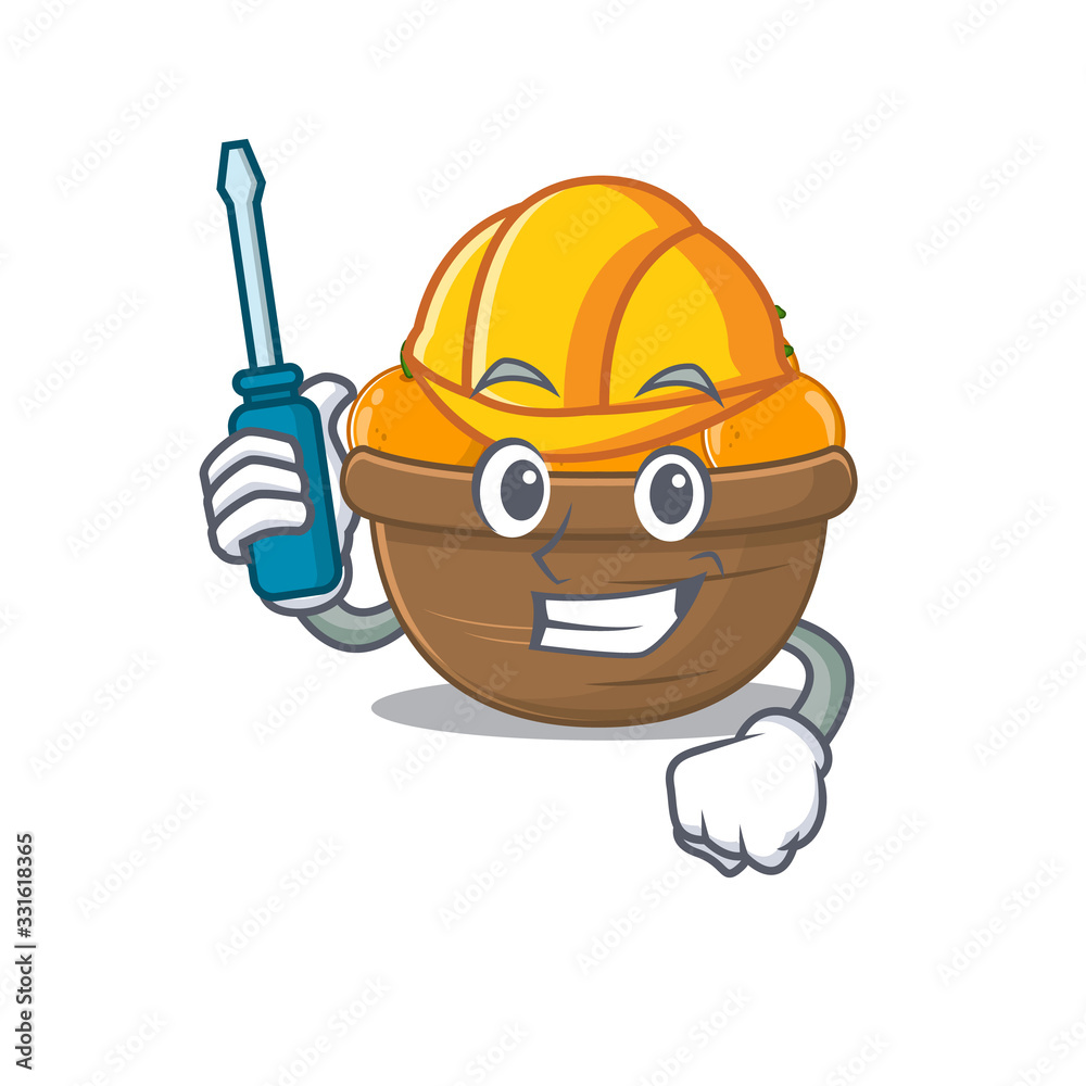 Smart automotive orange fruit basket presented in cartoon character design Smart automotive orange fruit basket presented in cartoon character design