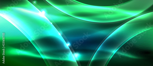 Abstract background. Shiny design neon waves with light effects  techno trendy design. Vector Illustration For Wallpaper  Banner  Background  Card  Book Illustration  landing page