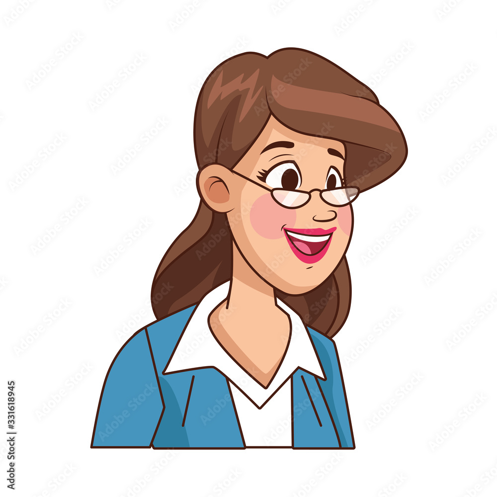young woman with glasses avatar character young woman with glasses avatar character