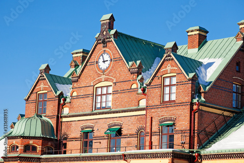 Umea, Norrland Sweden - March 8, 2020: the old train station in the city center