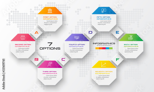 Octagon infographic fot business concept with 7 options,Abstract design element,Vector illustration.