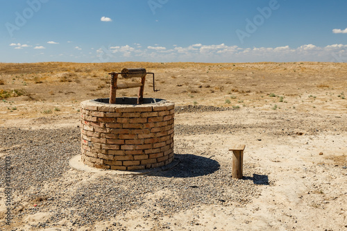 water well in the steppes of Kazakhstan, Turkestan, archeological town Sawran or Sauran.