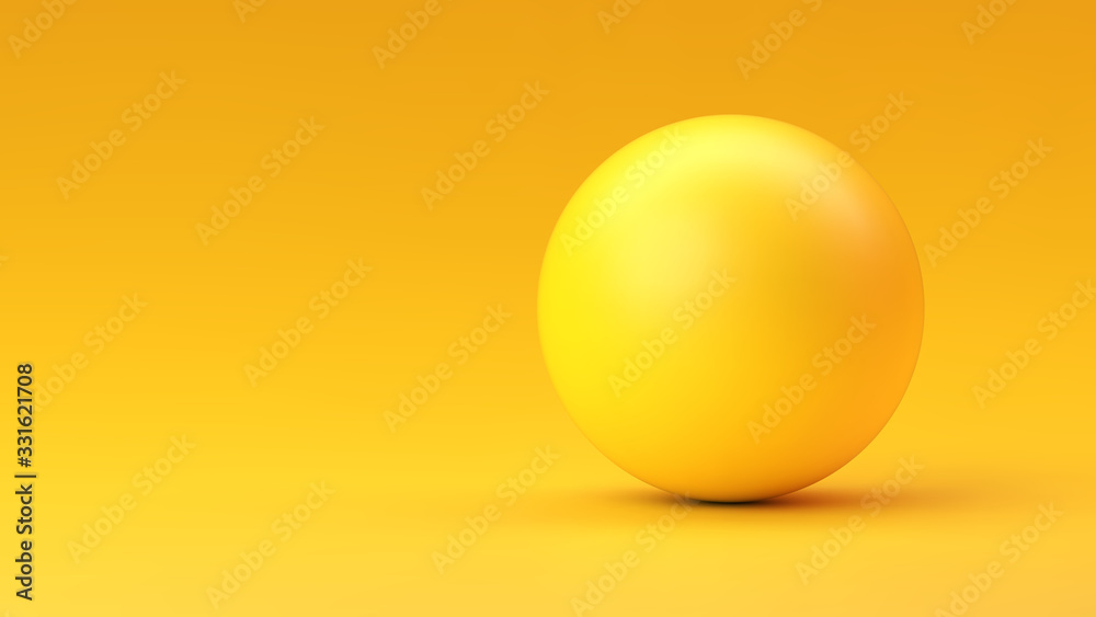 Yellow sphere with shadow on yellow gradient background