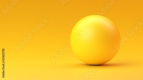 Yellow sphere with shadow on yellow gradient background