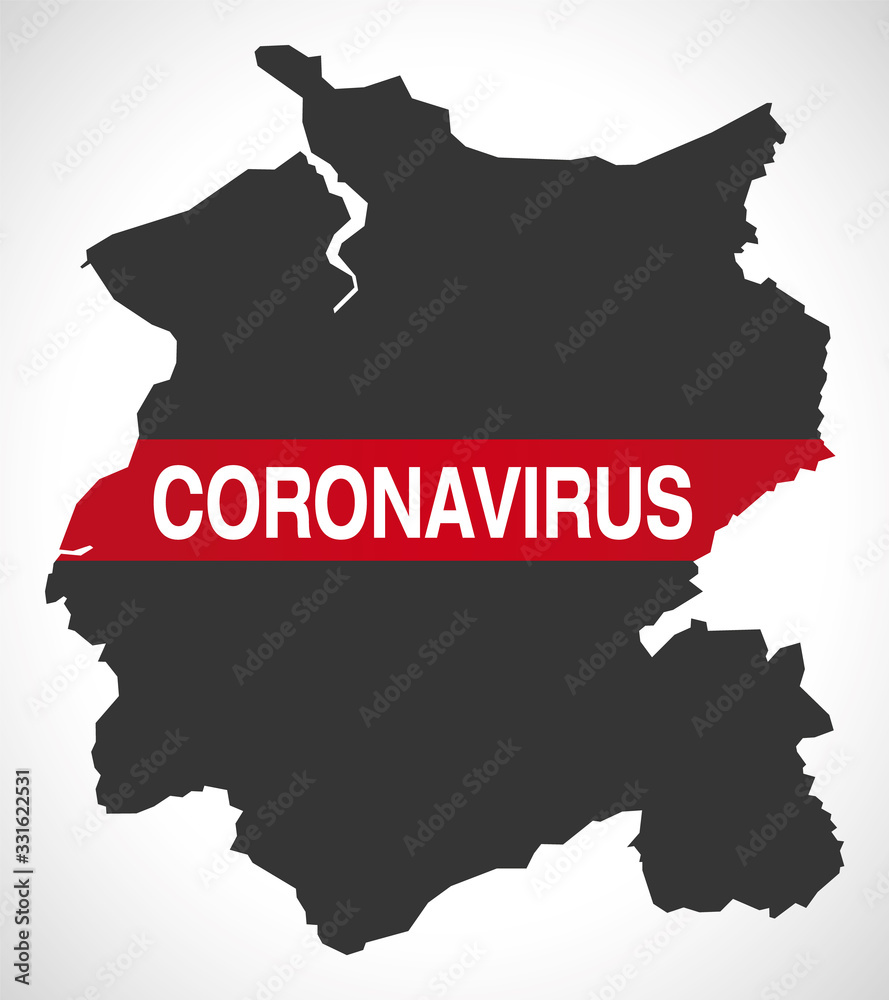Conwy WALES UK principal area map with Coronavirus warning illustration