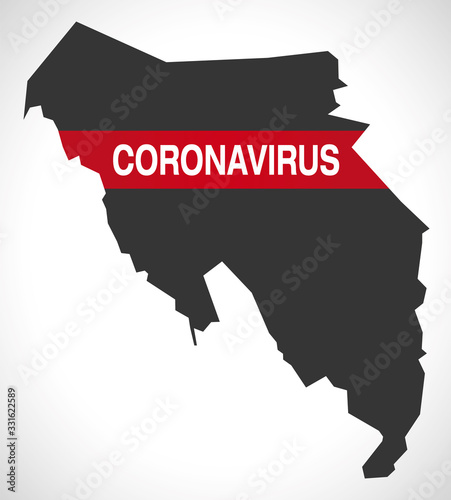 Blaenau Gwent WALES UK principal area map with Coronavirus warning illustration photo