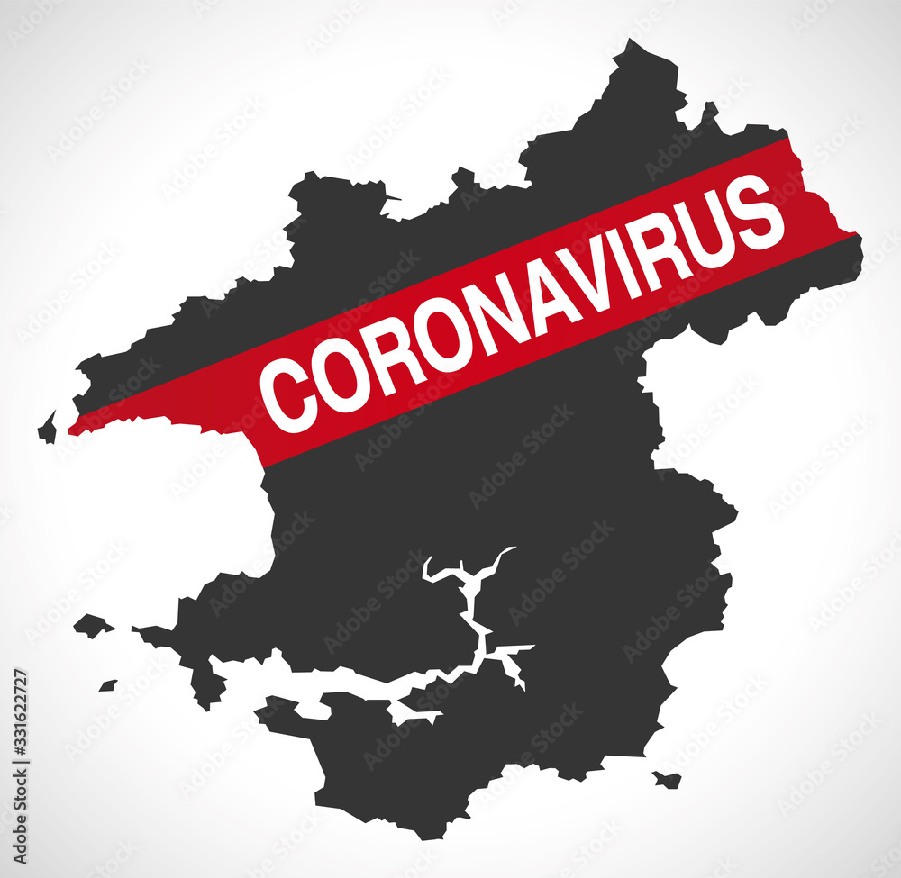 Obraz premium Pembrokeshire WALES UK principal area map with Coronavirus warning illustration