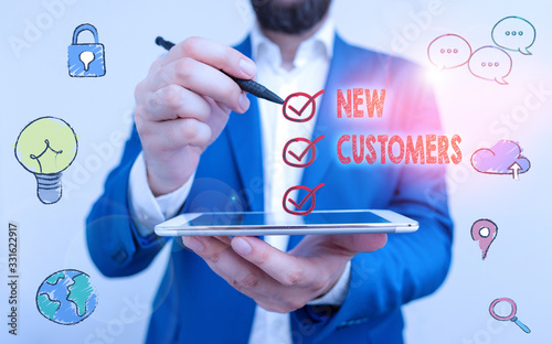 Canvas Print Writing note showing New Customers