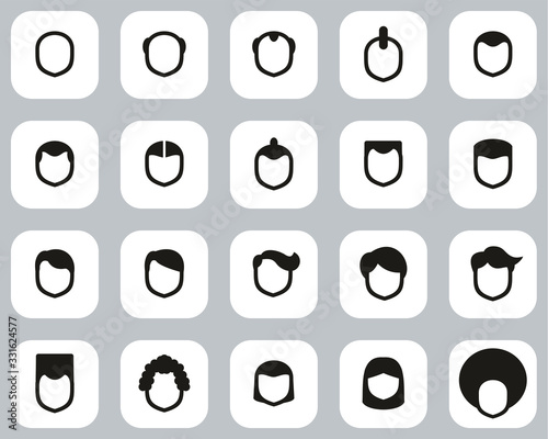 Male Haircut Style Icons Black & White Flat Design Set Big