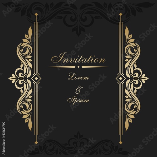 Vintage invitation card. Template for greeting cards and invitations