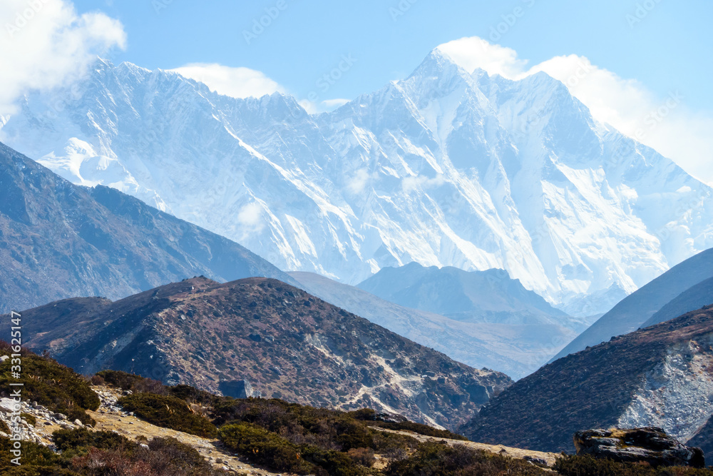 Trekking to Everst Base Camp, Lhotse peak view, Nepal