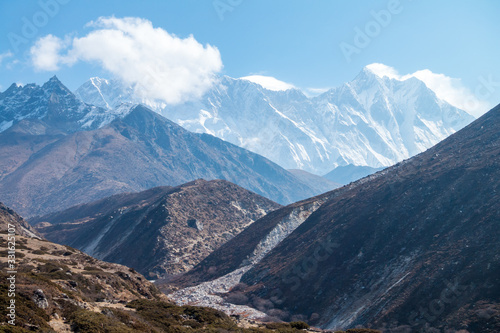 Trekking to Everst Base Camp, Lhotse peak view, Nepal
