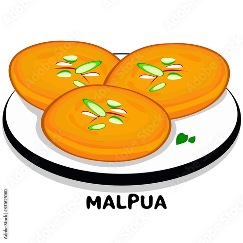 Malpua indian Rajasthani Food Vector