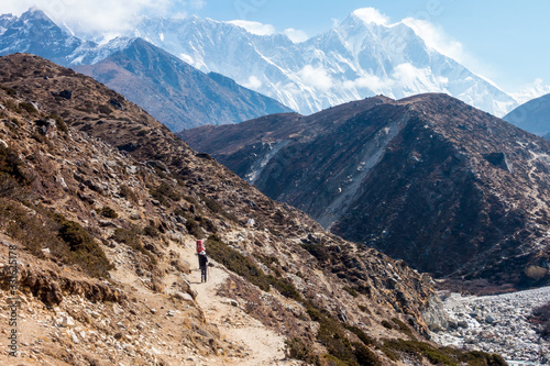 Trekking to Everst Base Camp, Lhotse peak view, Nepal