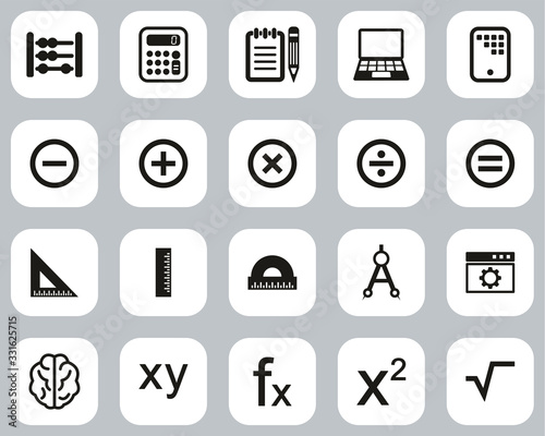 Math Or Math Science Icons Black & White Flat Design Set Big