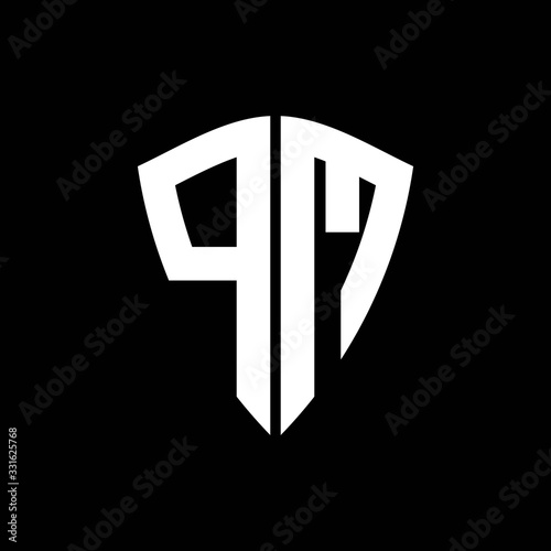 PM logo monogram with shield shape design template
